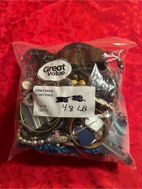 Assorted Jewelry Lot 4.8 lbs, Craft Repurpose Jewelry Some Wearable